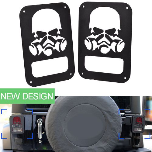 &#034;skull&#034; decorative metal tail light covers guards for 2007-2016 jeep wrangler jk