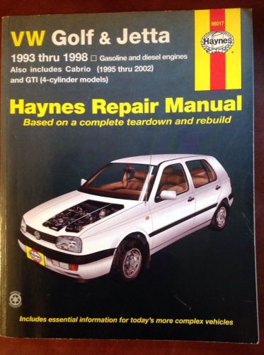 Haynes repair manual: vw golf &amp; jetta 1993 thru 1998