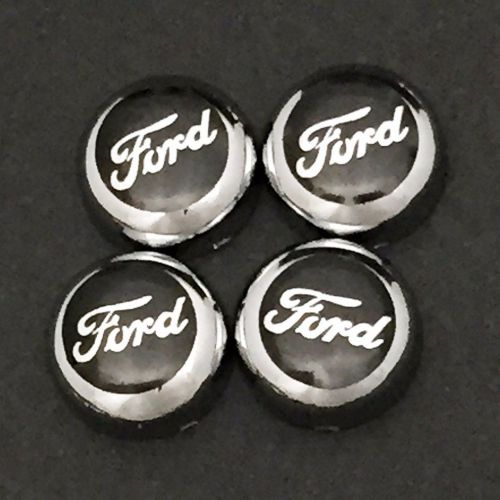 4/set chrome bolt cover +ford black decal license plate frame screw cap car