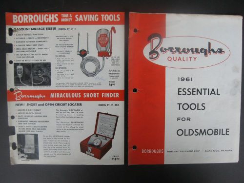 Vintage 1961-1962 borroughs quality tools advertising flyers incl. oldsmobile
