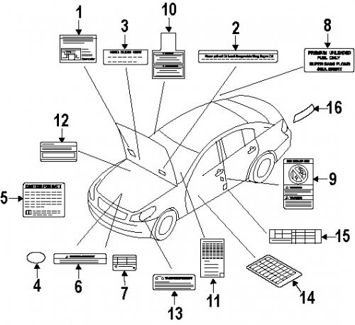 Infiniti 990901ba0c genuine oem tire info label