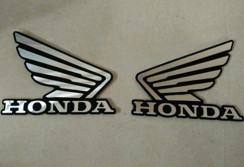 Chrome 3d wing abs fuel tank emblem decal sticker custom for honda motorcycle lr