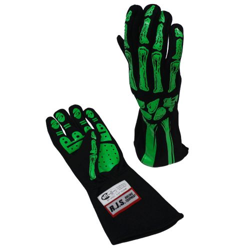 Rjs racing skeleton single layer nomex racing gloves sfi 3.3/1 dark green