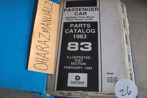 1983 mopar dodge chrsyler passenger car imperial cordoba + parts catalog manual