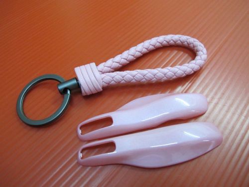 2p pink key remote fob cover case trim + pink pu key chain for porsche panamera