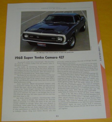 1968 chevrolet camaro super yenko 427 ci 435 450 hp info/specs/photo/prices 11x8