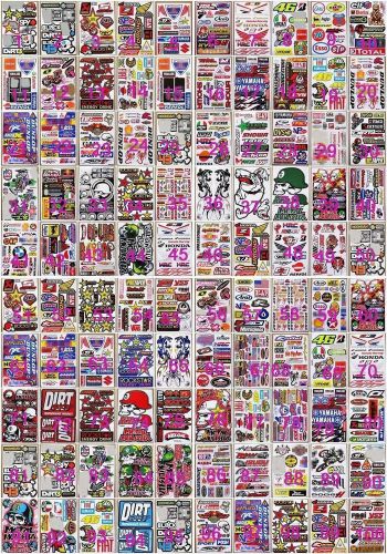 100 sheets racing big bike nascar car motocross dirt bike car helmet sticker