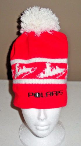 Vintage polaris snowmobiles kint stocking hat red/white w/ tassle