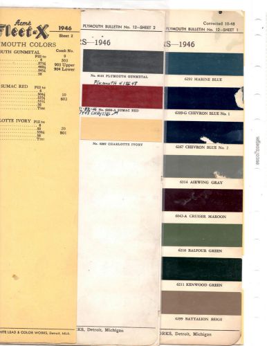 1946 1947 1948 plymouth p15 special deluxe 46 47 48 paint chips 46 acme 6 11pc