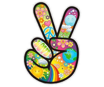 Tye dye peace fingers sticker decal