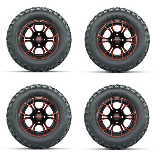 Golf cart gtw 12" spyder red black wheel | 23x10-12 rogue at tire | 4 set