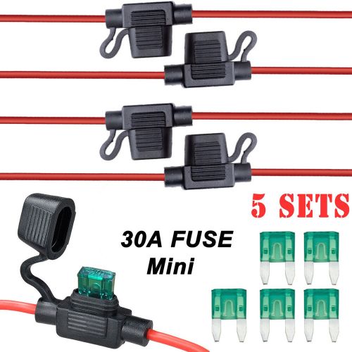 5x 12V Inline Blade Fuse Holder w/ Water Proof Dustproof Cover 30A 12AWG AMP, C $10.39, image 2