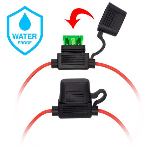 5x 12V Inline Blade Fuse Holder w/ Water Proof Dustproof Cover 30A 12AWG AMP, C $10.39, image 5