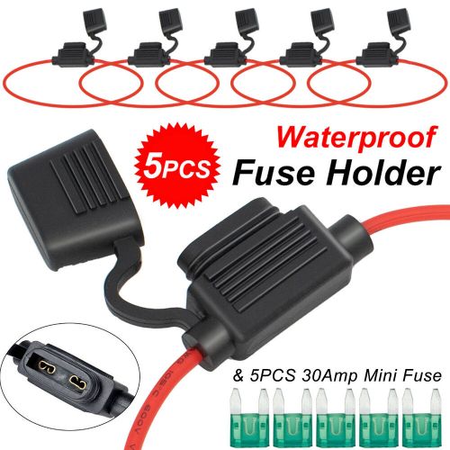 5x 12V Inline Blade Fuse Holder w/ Water Proof Dustproof Cover 30A 12AWG AMP, C $10.39, image 7