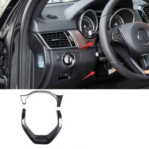 Cover Trim For Benz GLS GLE Black Wood Grain 2016-2019 Steering Wheel Strip 2pcs, US $72.95, image 6