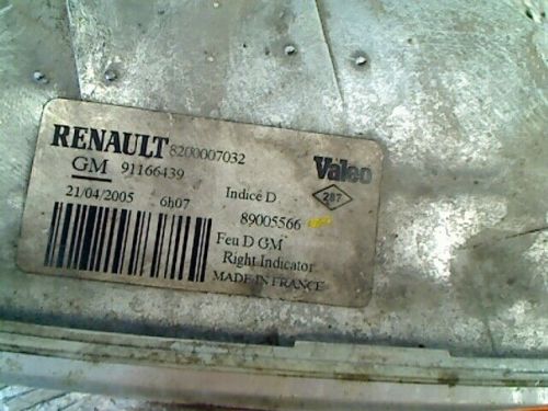VAUXHALL VIVARO VAN 2.5 DTI 16V (G9U-730) 2005 RIGHT INDICATOR 89005566 / 8200007032-, US $, image 2