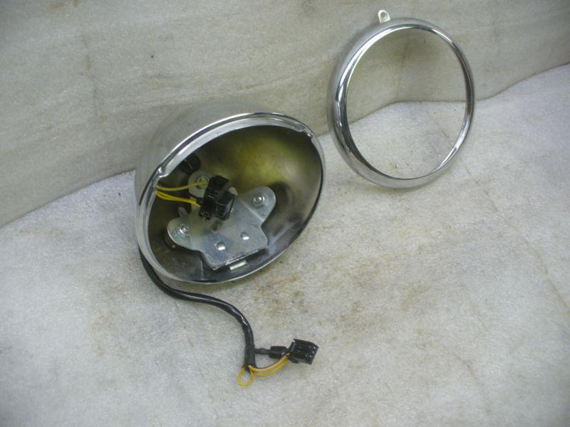 Harley 06-up xl custom/softail chrome chopper headlamp bucket & trim ring.