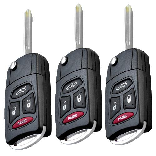3pcs 4buttons uncut flip remote key case&pad fit for 05-10 chrysler dodge jeep