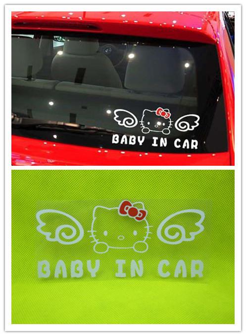 Kitty baby in car rear window logo badge emblem decal car stickers white