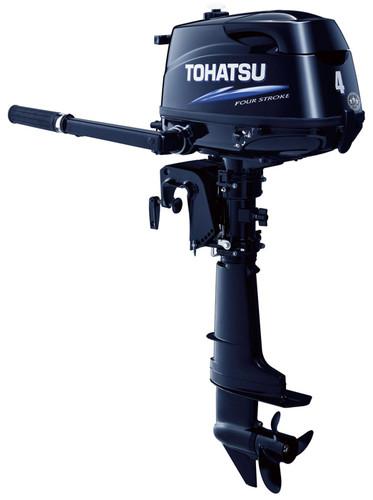 Tohatsu 4 hp 4 stroke outboard motor tiller 20" shaft engine new in box!