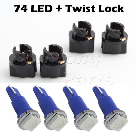 4pack pc74 twist sockets blue 70 73 instrument panel cluster dash led light bulb