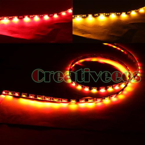2x 60cm 24" 60led side-emitting smd led strip light/turn signal light yellow/red
