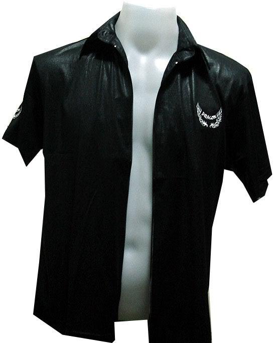 New yakuza rock dragon punk tribal tattoo leather look shirt jacket mens sz l