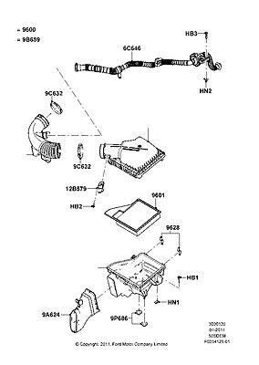 Br3z9600c cleaner assy air 11 mustang