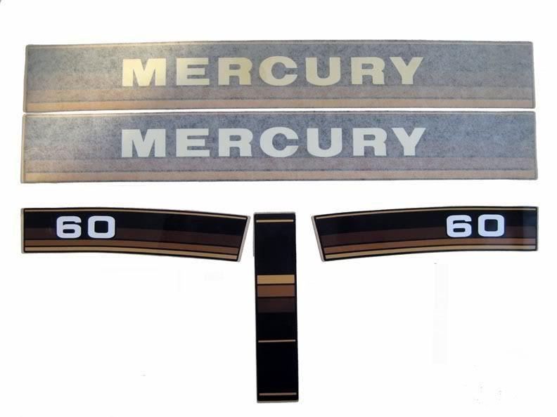 Mercury marine 60 hp outboard ob motor decal set 5pc. black max oem vintage 