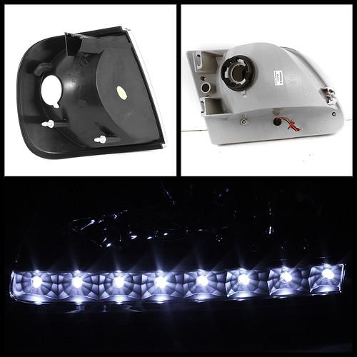 Purchase 9703 F150 EXPEDITION BLACK LED CRYSTAL HEADLIGHTS+BLACK