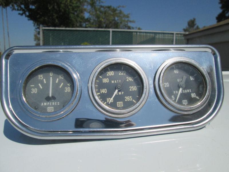 Purchase VINTAGE 2'' TRIPLE STEWART WARNER GAUGES W/NOS UNDER DASH