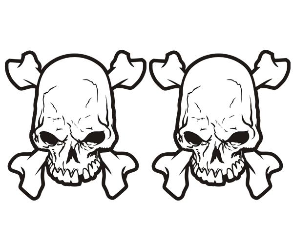 Skull decal set 4"x3.7" biker crossbones skulls biker motorcycle sticker s1 zu1