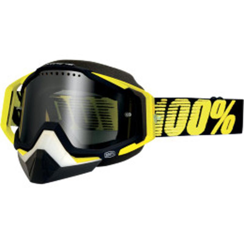 100% racecraft snow adult goggles, yellow/black/white(yellow/black), mirror lens