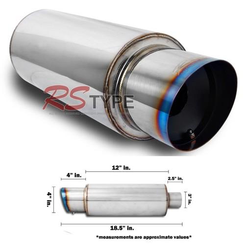 Find UNIVERSAL FIT 2.5" INLET/3" OUTLET BLACK DUAL TIP EXHAUST MUFFLER