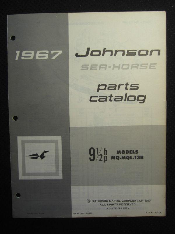 1967 johnson outboard 9 1/2 hp parts catalog manual sea horse mq mql 13b 9.5