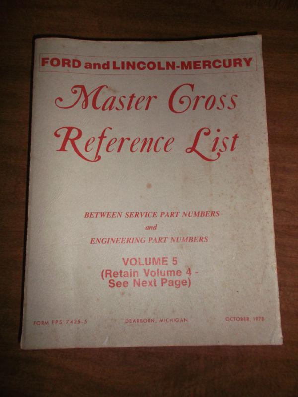 Purchase Ford Lincoln Mercury Master Cross Reference Parts List Catalog