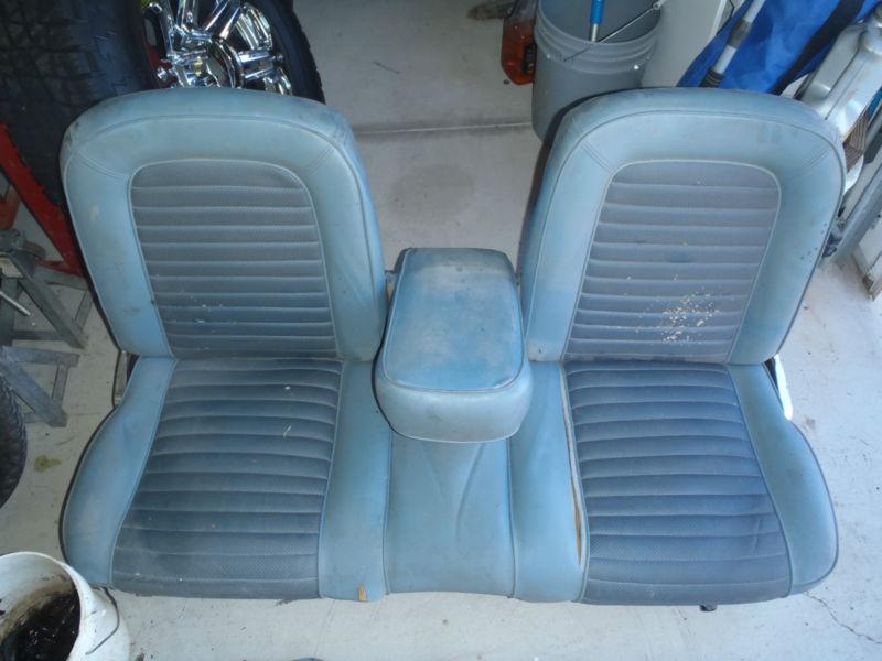 1965-66 ford mustang factory bench seat  with fold down armrest oem blue