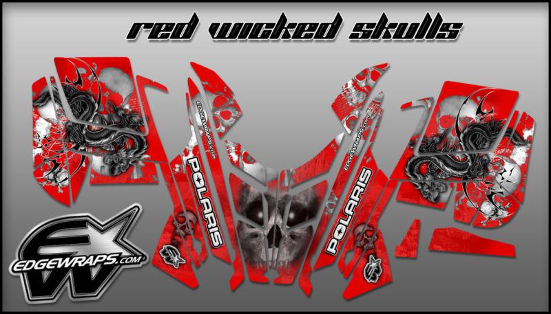Polaris pro-rmk rush custom graphics kit -  red wicked skulls