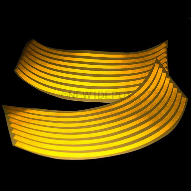 Yellow Reflective Bike Wheel Rim Stripe Trim Tape Sticker 8mm Fit 16