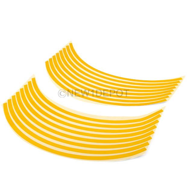Yellow Reflective Bike Wheel Rim Stripe Trim Tape Sticker 8mm Fit 16