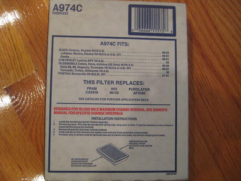 AC DELCO AIR FILTER A974C, US $1.99, image 2