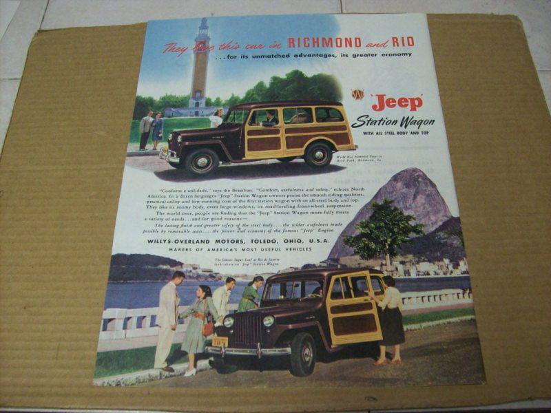 1948 willys jeep station wagon advertisement, vintage  ad
