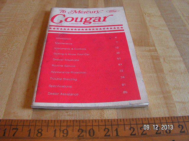 1976 mercury cougar original owner's / owners manual