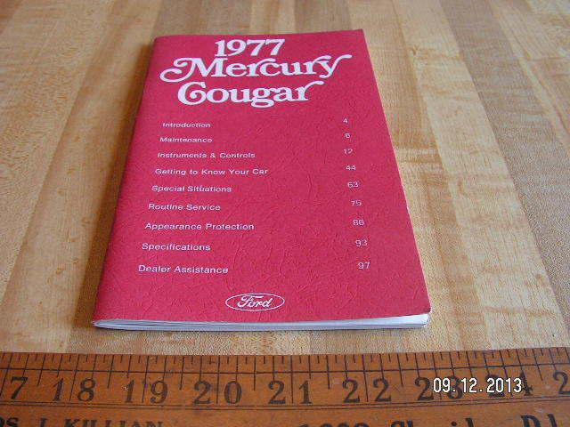 1977 mercury cougar original owner's / owners manual