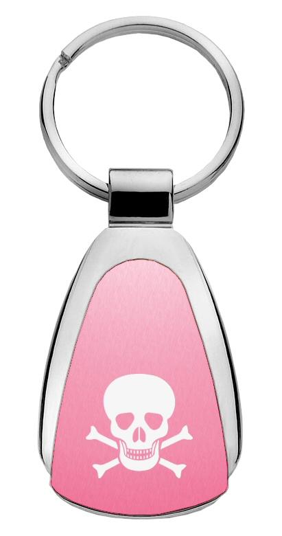 Skull pink tear drop metal keychain car key ring tag key fob logo lanyard