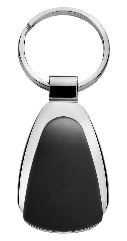 Plain simple black tear drop metal key chain ring tag key fob logo lanyard