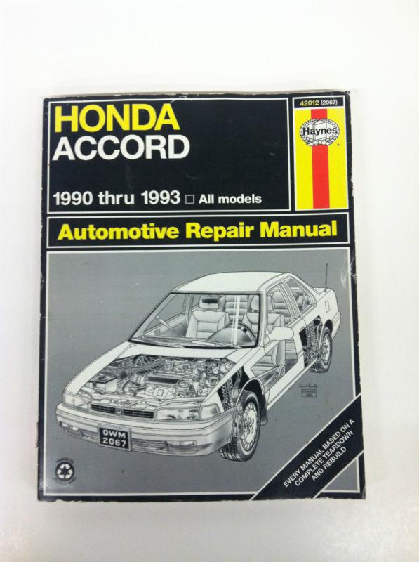 Purchase Haynes Manual Honda Accord 19901993 All Models Read For More