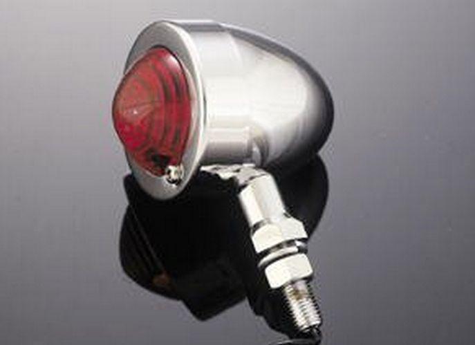 Chrome bullet turn signal or marker side light - long stem, clear