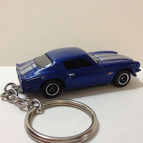 Key chain 71 chevrolet camaro blue w/ silver stripes always ( free ) shippin.