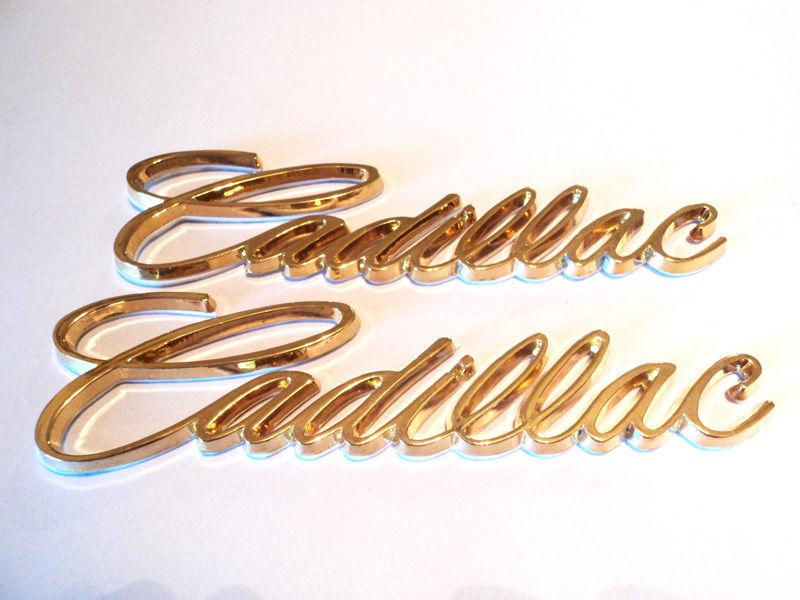 Gold cadillac sedan coupe fender trunk hood dash emblem stick on pair new